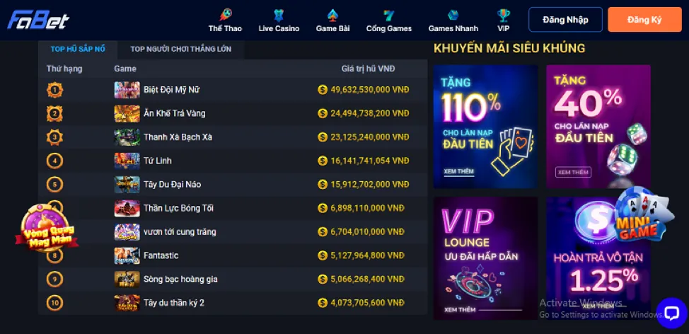 Hoàn trả thể thao và sòng bạc mb6 win